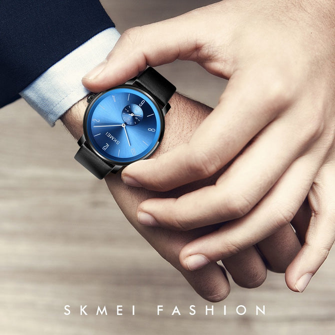 SKMEI Fashion Minimalism Men\'s Watch Waterproof Resin Strap Business Quartz Wristwatches Black