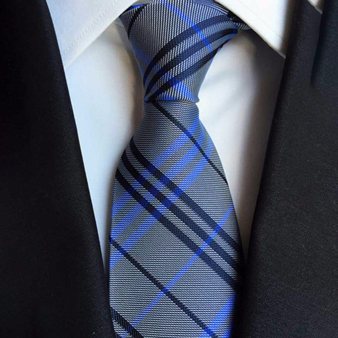 High-End Polyester Jacquard Ties For Men, Fashion Print Pattern Necktie For Business Suits Blue