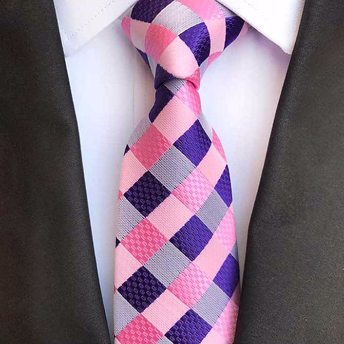 8cm High-End Polyester Jacquard Ties For Men, Fashion Striped Print Pattern Necktie For Business Suits Rose