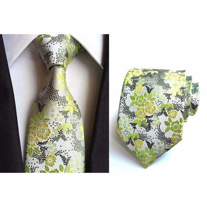 8cm Polyester Jacquard Ties For Men, Fashion Flower Print Pattern Necktie For Wedding Or Business Suits Navy Blue