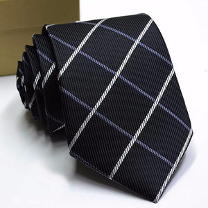 8CM High-End Polyester Ties For Men, Fashion Striped Print Pattern Necktie For Hotel / Bank / Business Suits Black