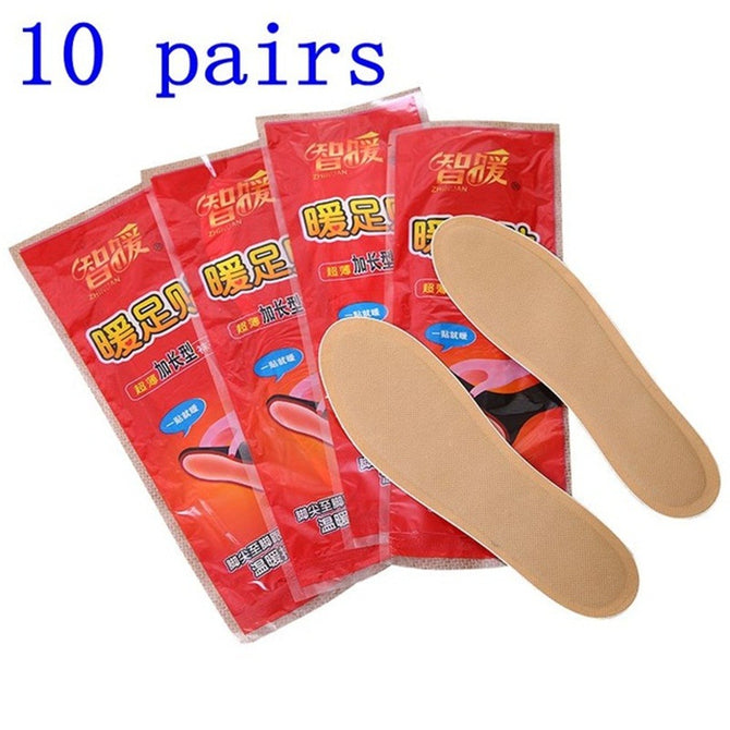 10 Pairs / Bag Warm Feet Warm Paste Body Warmer Stick Lasting Heated Insole Patch Keep Hand Foot Warm Paste Pads Red