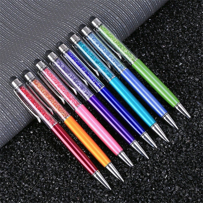 Crystal Ballpoint Pen, Fashion Creative Rotating Stylus Touch Pen For Writing, Stationery Office School Pen Ballpen Black/Pink
