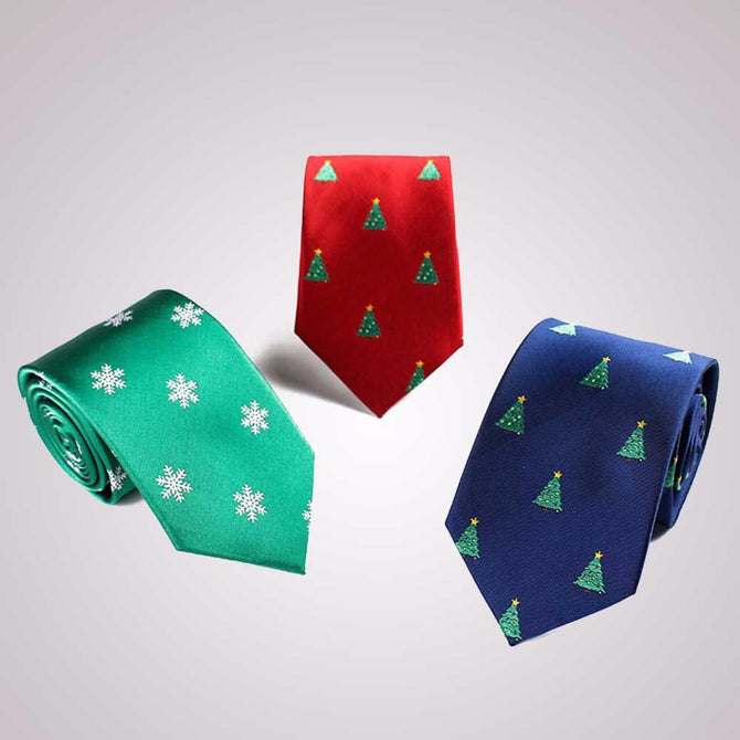 Fashion Christmas Theme Ties, Universal 7.5cm Slim Narrow Skinny Necktie For Festival Party Shows Red