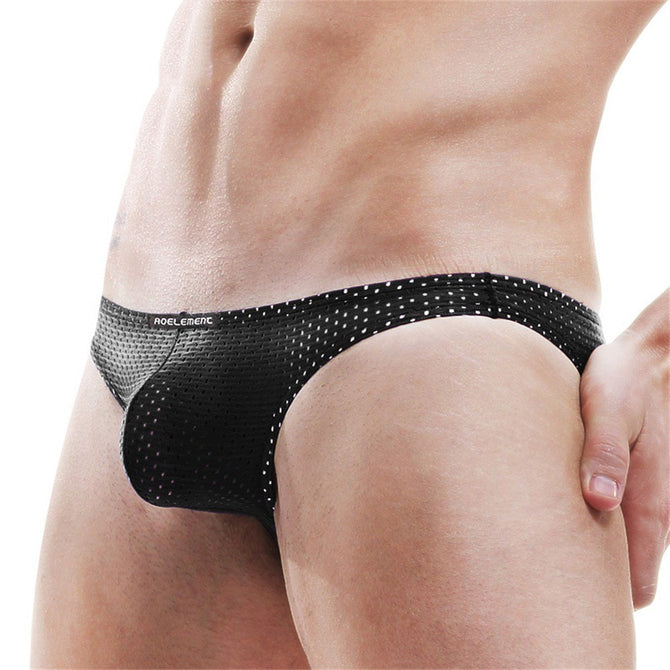 Men\'s Underwear Mesh Sexy Breathable Briefs With U Convex Three-dimensional Pouch Design Blue/L