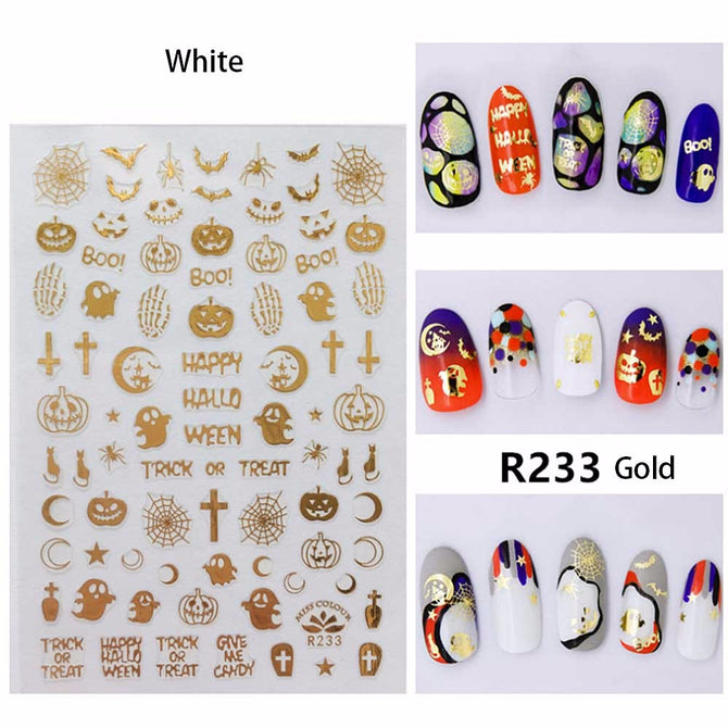 New Halloween Theme Nail Cs Adhesive Transfer Skull Nail Art Decals Tools Purple