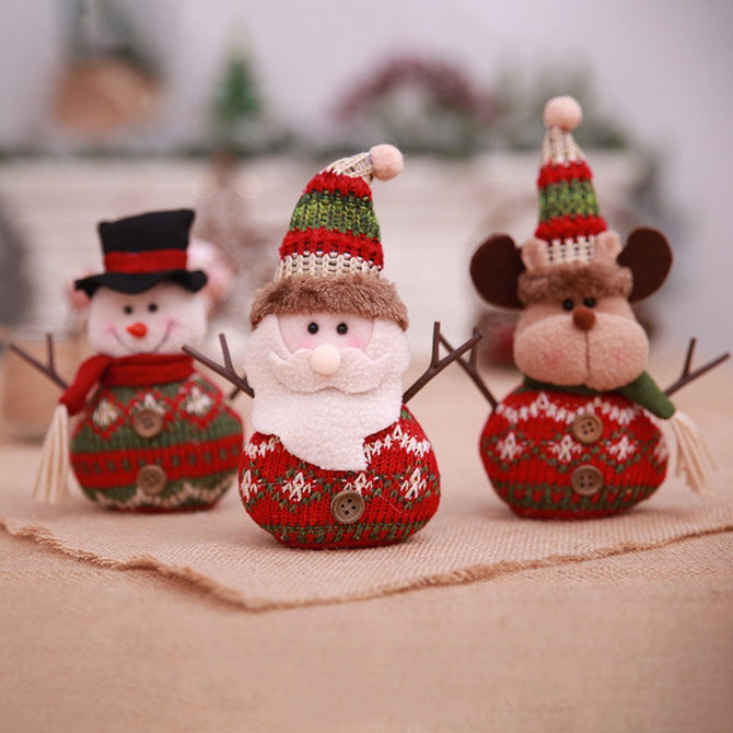 Cartoon Christmas Ornament, Linen Plush Doll Gift For Children Home Christmas Party Decoration Dark Khaki