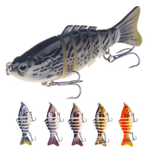 16g 10cm Artificial Hard Minnow Crank Lures, 3D Eyes Multi-section Wobblers Spinning Fishing Bait Tool (Random Color) Random Color