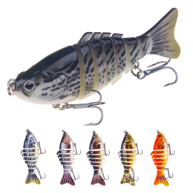 16g 10cm Artificial Hard Minnow Crank Lures, 3D Eyes Multi-section Wobblers Spinning Fishing Bait Tool (Random Color) Random Color