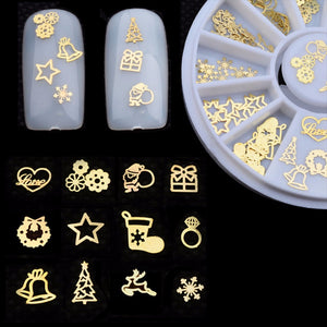 120 PCS Christmas Series Gold Nail Art Jewelry Decoration Turntable SP0001-15 Gold