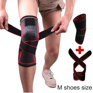 1 Pair Outdoor Knitted Compression Belts Knee Pad Brace Support For Running Sports Joint Pain Relief Protector Red