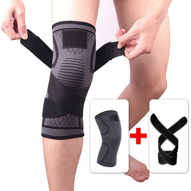 1 Pair Outdoor Knitted Compression Belts Knee Pad Brace Support For Running Sports Joint Pain Relief Protector Black