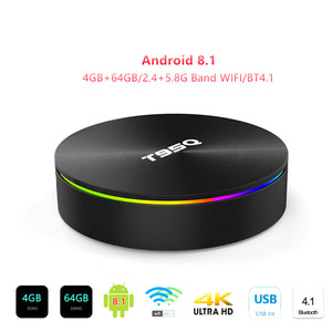 Android 8.1 TV BOX Amlogic S905X2 T95Q Smart Media Player 4GB 64GB DDR4 Quad Core 1000M 2.4G&5GHz Dual Wifi BT4.1 T95Q