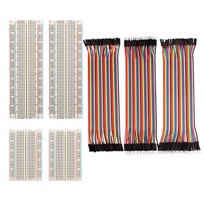 ZHAOYAO 4Pcs Breadboards Kit with 120Pcs Jumper Wires for Arduino Proto Shield Circboard Prototyping