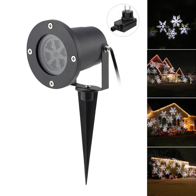 4W 6-LED Snowflake Projector Neutral White Light for Christmas Party - EU Plug