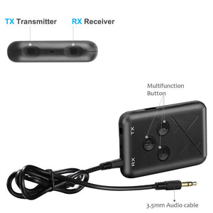 JEDX 2-in-1 3.5mm Bluetooth Wireless Audio Transmitter & Receiver Adapter