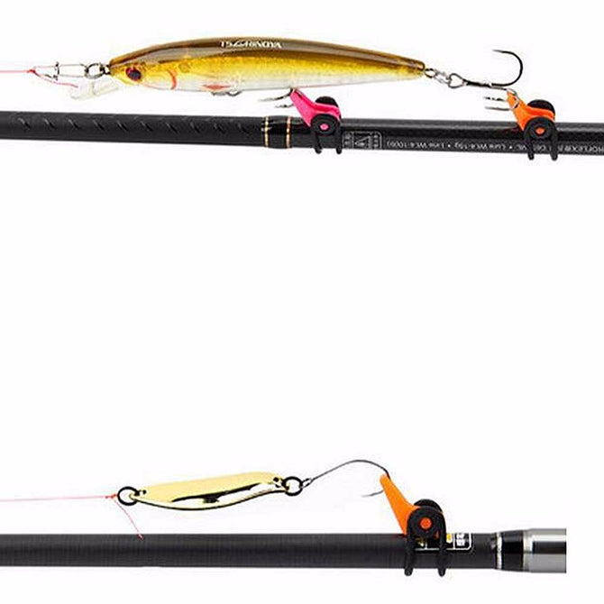 2 PCS Fishing Tools Plastic Safety Device For Hanging Lure On The Rod Hook-hanger Fishing Accessory Orange