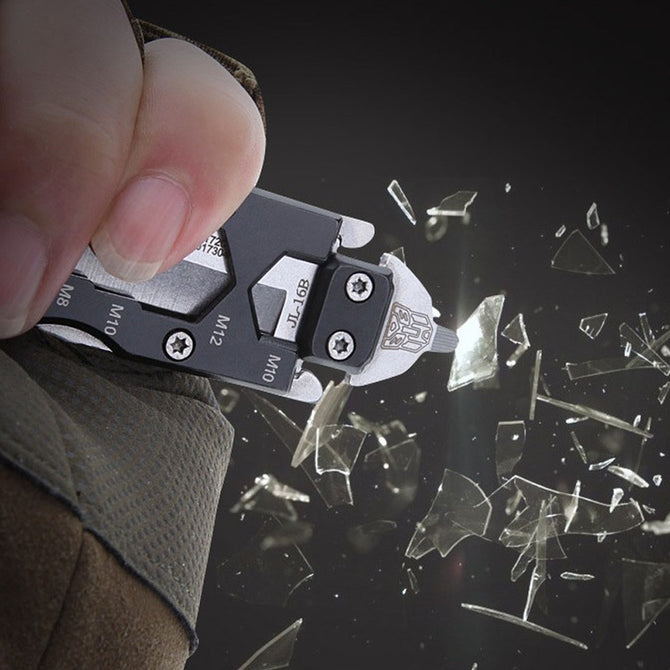 Creative Mini Outdoor Multi Tool / Pocket Straight Knife With Keyring Design Black