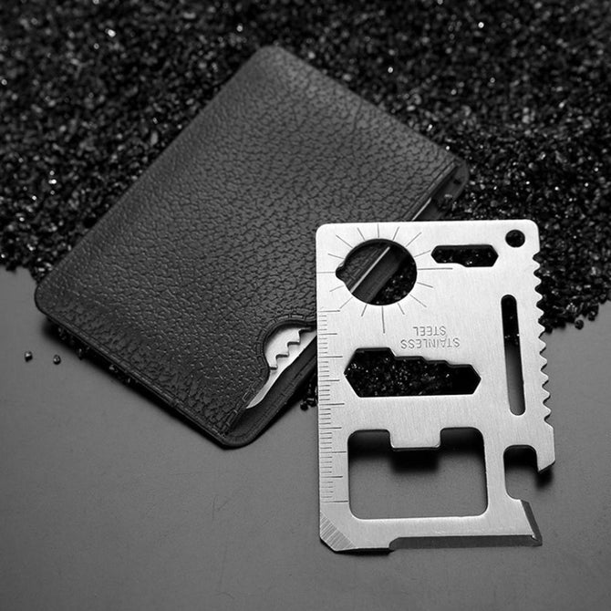 Portable Mini Pocket Card Knife Multi-Tool For Outdoor Survival / Self-Defense Silver