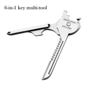 Portable Mini Folding Pocket 6-in-1 Key Knife Multi-Tool For Outdoor Travel Use Silver