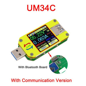 UM34C APP USB 3.0 Type-C DC LCD Voltmeter Ammeter Voltage Current Meter Resistance Tester With Bluetooth Communication Yellow