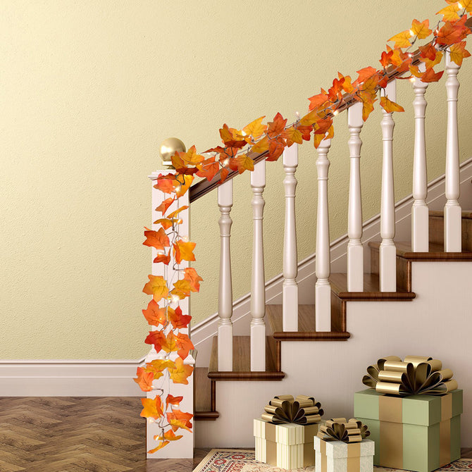Maple Leaves LED String 3M 20LED Autumn Stair Railing Decoration Plants Fence Party Lights AA Battery Operated