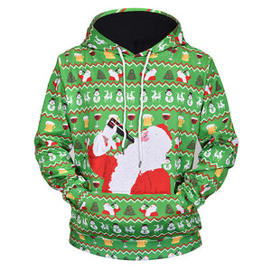 L61001 Autumn Winter 3D Santa Claus Digital Printing Men/Women Hooded Christmas Sweatshirts