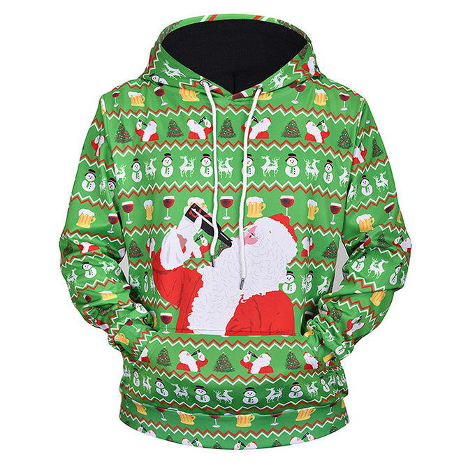 L61001 Autumn Winter 3D Santa Claus Digital Printing Men/Women Hooded Christmas Sweatshirts
