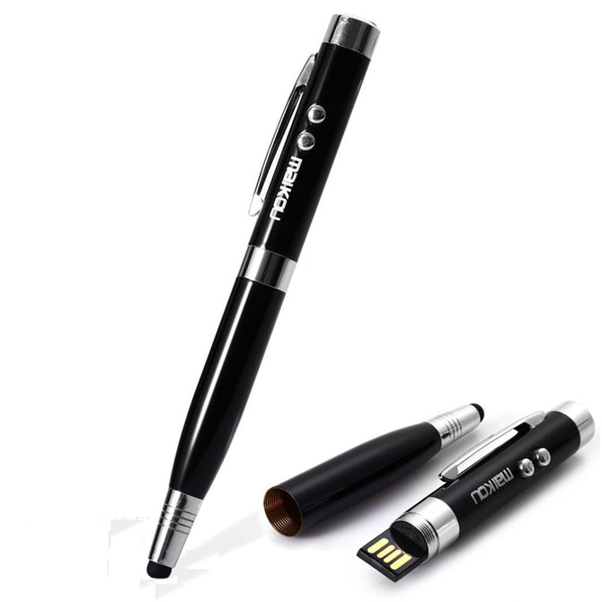 Maikou 6 in1 USB 2.0 Flash Disk Meeting Writing Pen LED Light Money Detector (32GB) - Black