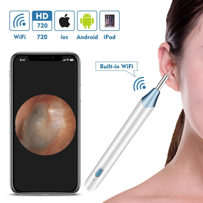 Measy Wireless Ear Cleaning Endoscope, Anti-Scald HD Visual Inspection Ear Borescope for iOS, Android, Tablet -(Not for PC)