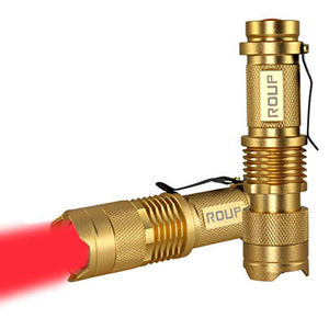 AIBBER TONE Zoomable Red Light LED Flashlight with Clip, 3 Light Modes Mini Flashlight Torch, Adjustable Focus Light