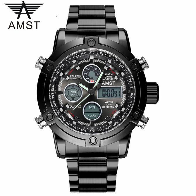 ESAMACT Sport Military Wristwatches 2018 New AMST Watches Men Luxury Brand 5ATM 50m Dive LED Digital Analog Quartz Watches
