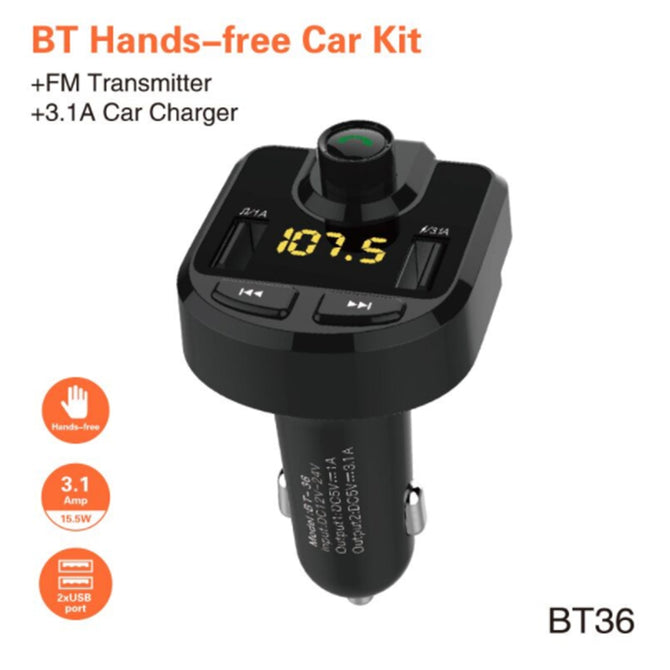 Car Bluetooth Kit FM Transmitter Modulator Wireless Hands-free Audio Radio MP3 Player