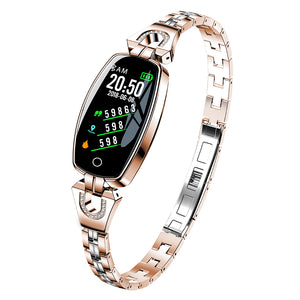 JSBP H8 Women Smart Bracelet w/ Heart Rate,Blood Pressure, Remote Camera,Sleep Monitor,Sport Fitness For IOS Android phone-Gold