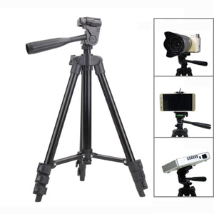 XSUNI Professional Tripod Aluminum Alloy Camera Stand Mobile phone holder Level Stabilizer 1/4 Screw Mount - Black