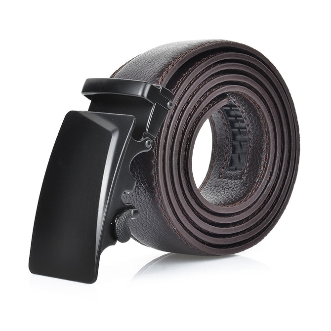 Men's Automatic Buckle Leather Belt - Black