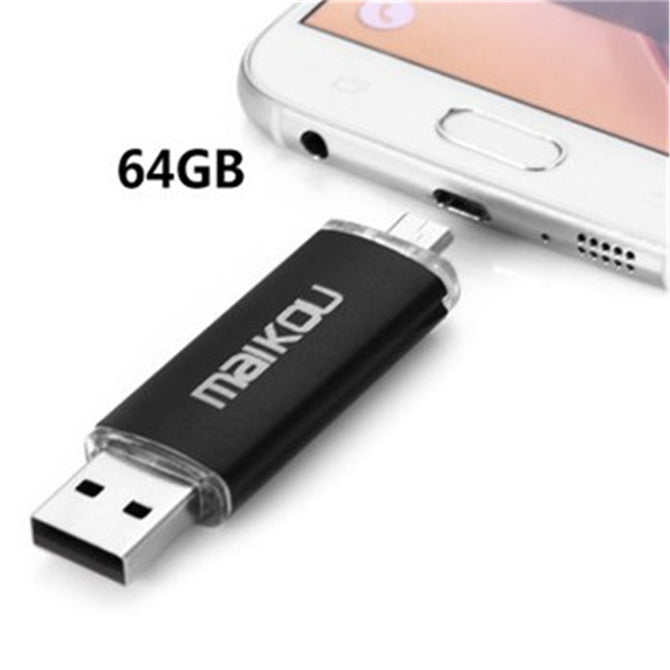 Maikou Multicolor OTG USB2.0 64GB Flash Drive Stick for Smart Phone/PC - Black