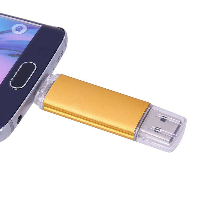 Maikou Multicolor OTG USB2.0 64GB Flash Drive Stick for Smart Phone/PC - Gold