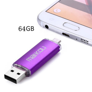 Maikou Multicolor OTG USB2.0 64GB Flash Drive Stick for Smart Phone/PC - Purple