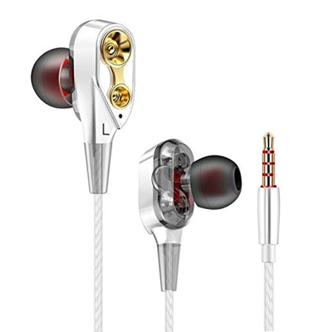 XSUNI Explosion In-Ear Quad-Core Double Moving Ring Headphones Running Game Music Headphones