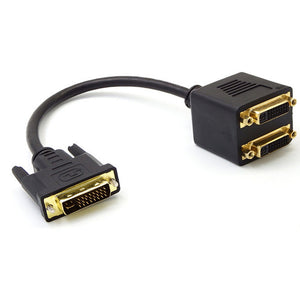 Dayspirit DVI 24+5 Male to 2 DVI Female Video Adapter Cable,1 to 2 DVI Adapter Splitter Cable - Black