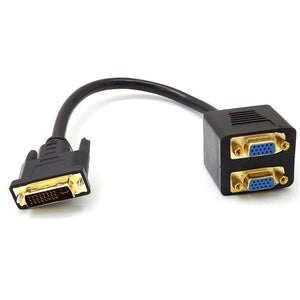 Dayspirit DVI 24+5 Male to 2 VGA Female Splitter Cable Adapter - Black