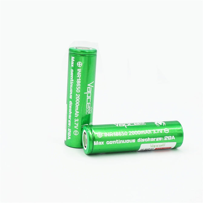 2 PCS VAPCELL 18650 200mAh 28A 3.7V Rechargeable High Capacity Lithium Battery, Continuous INR18650