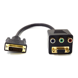 Dayspirit DVI-I to VGA DVI 24 + 5 Male to VGA RCA RGB AV Female Splitter Cable Connection - Black