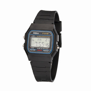 Multi Function Student Sport Rubber Watch Fashion Digital Wristwatches Black