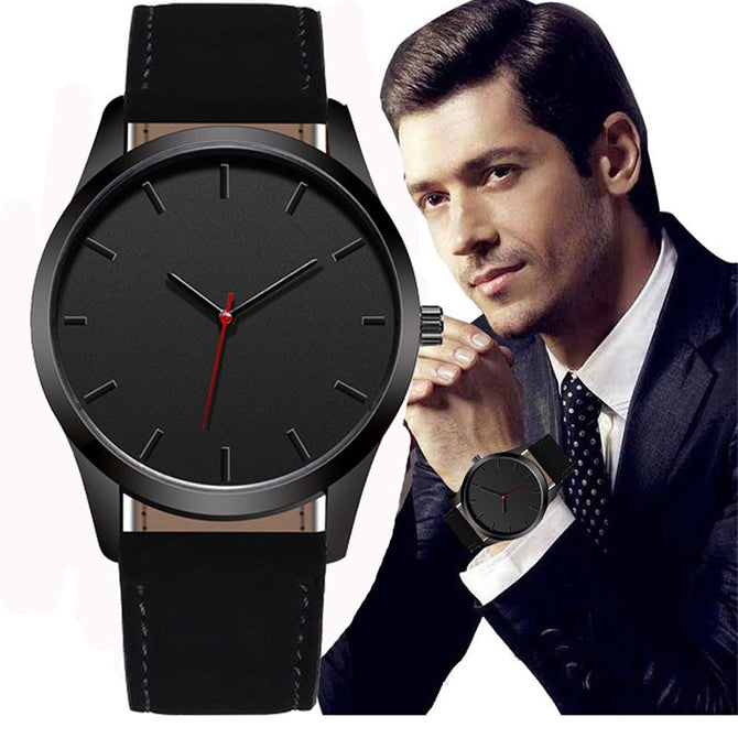 Fashion Matte Leather Quartz Watches Men Digital Wristwatches Brown