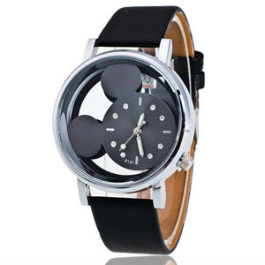 Quartz Watches Cute Mickey Hollow Diamond Dial Student Digital Wristwatch Assorted