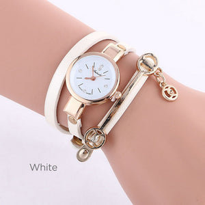 The New Women Bracelet Diamond Circle Watch Student Fashion Quartz Watches Brown