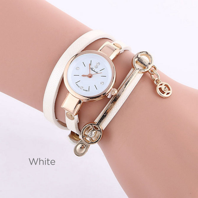 The New Women Bracelet Diamond Circle Watch Student Fashion Quartz Watches Brown