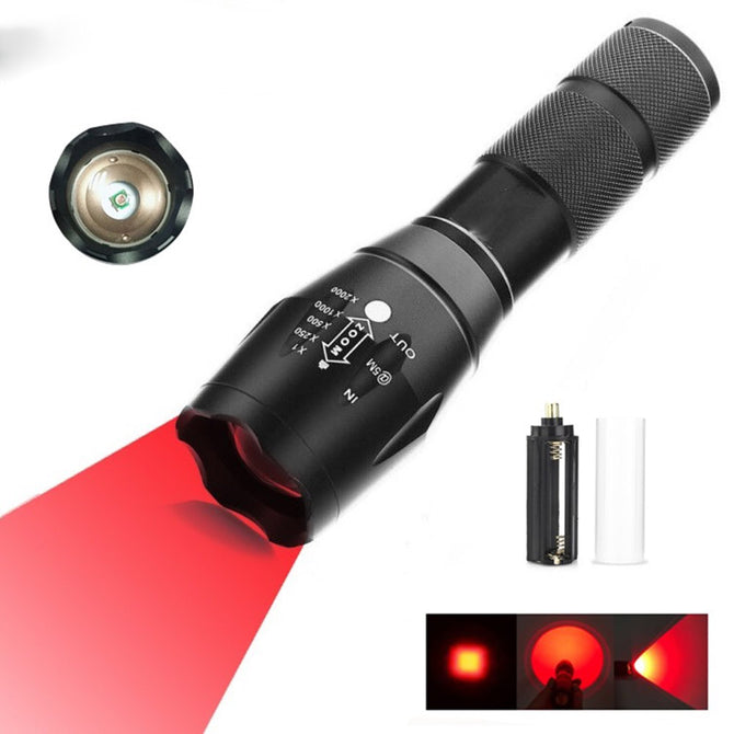 AIBBER TONE E17 Zoomable CREE LED Red Light Flashlight Red Tactical Light Hunting Red Light Torch For Fishing Detector